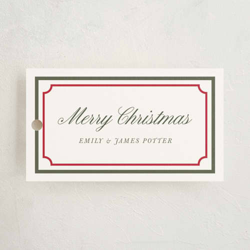 This is a holly jolly gift tags with standard by Alston Foster called charming frame printing on signature in tag