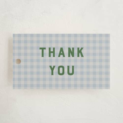 This is a sky gift tags with standard by Studio Suku called modern gingham printing on signature in tag
