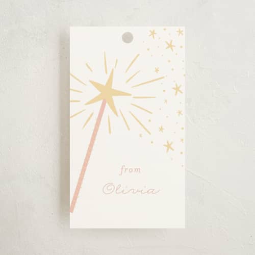 This is a cotton candy kids gift tags with standard by Jackie Crawford called magical wand printing on signature in tag