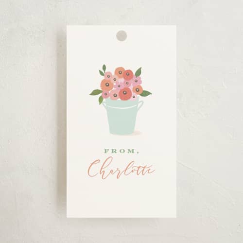 This is a grass kids gift tags with standard by Jennifer Wick called petite flower cart printing on signature in tag