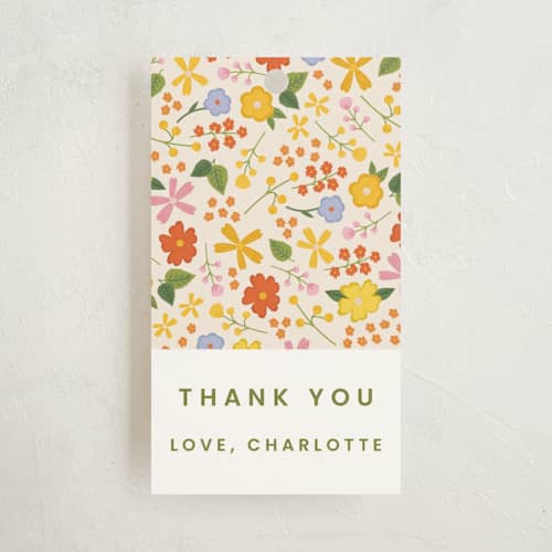 This is a vibrant kids gift tags with standard by Ellen Schlegelmilch called little wildflower printing on signature in tag