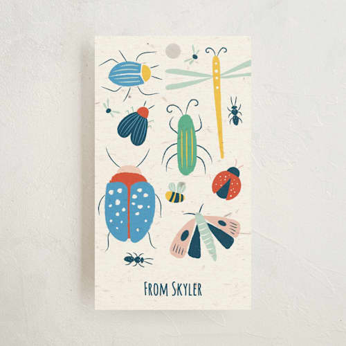 This is a dragonfly kids gift tags with standard by Kiersten Garner called buzzing birthday printing on signature in tag