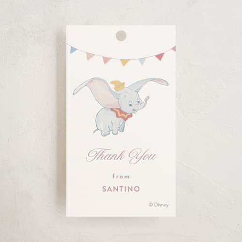 This is a sugar kids gift tags with standard by Teju Reval called disney's dumbo printing on signature in tag
