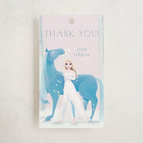 This is a dawn kids gift tags with standard by Kim Thoa called disney's elsa and nokk magical forest printing on signature in tag