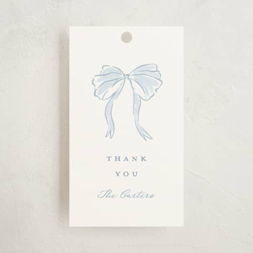 This is a lagoon kids gift tags with standard by Leah Bisch called bow frame printing on signature in tag