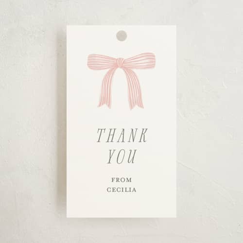 This is a blush kids gift tags with standard by Paper Raven Co. called dainty garden printing on signature in tag