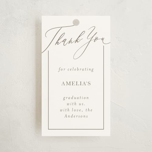 This is a latte graduation tags with standard by Deynaaz Daraei called carlisle printing on signature in tag
