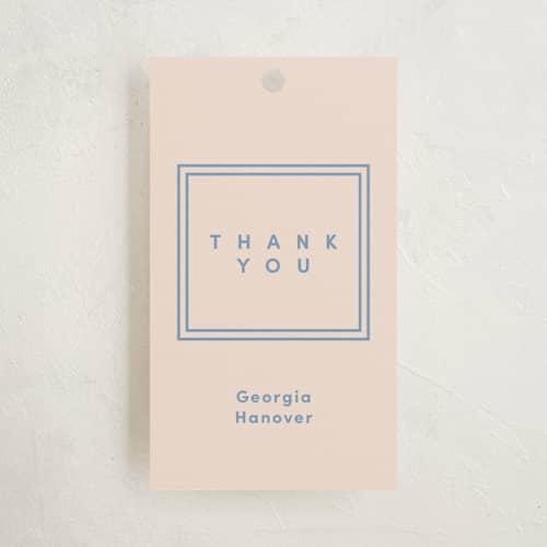 This is a country blue graduation tags with standard by Inkblot Design called classically done printing on signature in tag