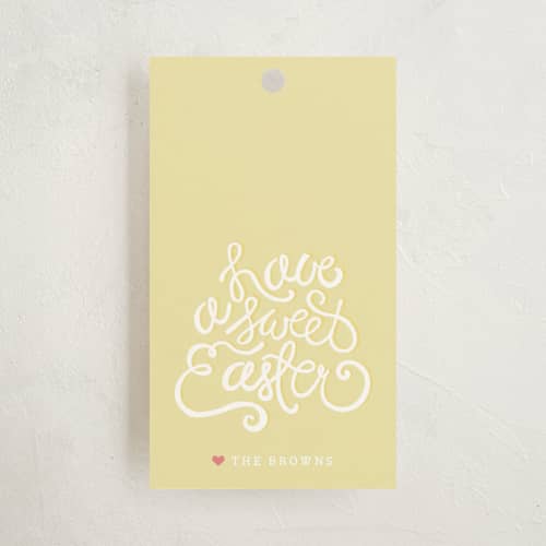 This is a light avocado gift tags with standard by Lauren Chism called by hand printing on signature in tag
