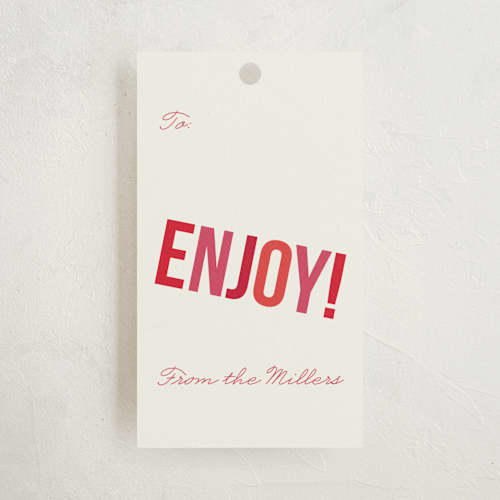 This is a sangria gift tags with standard by Melanie Severin called enjoy! printing on signature in tag