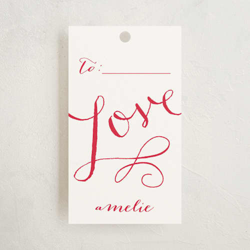 This is a ruby gift tags with standard by Lori Wemple called love wrap printing on signature in tag