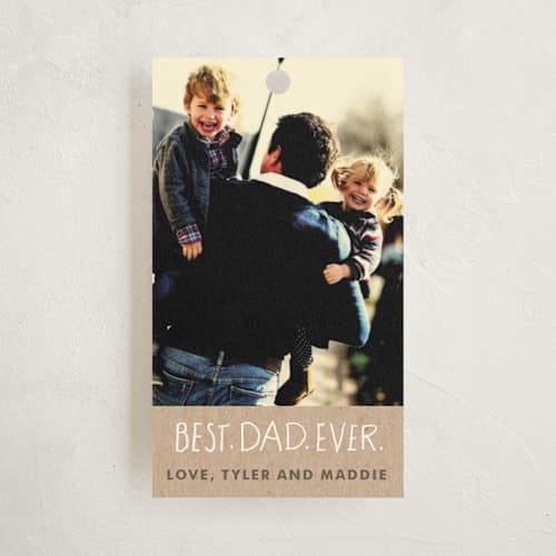 This is a kraft gift tags with standard by Jennifer Wick called best dad ever printing on signature in tag