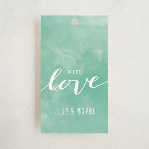 This is a seafoam gift tags with standard by Laura Hankins called beach bohemian printing on signature in tag