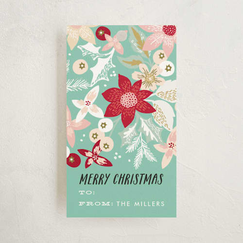 This is a sky gift tags with standard by Alethea and Ruth called holiday bouquet printing on signature in tag