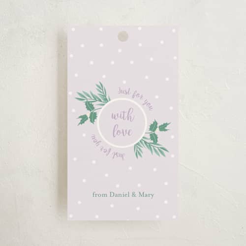 This is a grape gift tags with standard by frau brandt called just for you printing on signature in tag