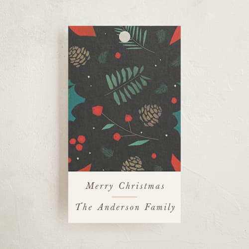 This is a coal gift tags with standard by Tatiana Nogueiras called christmas cuttings printing on signature in tag