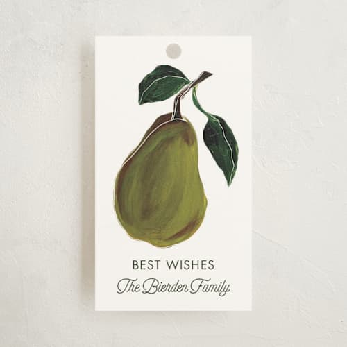 This is a pear gift tags with standard by Sarah Fitzgerald called winter pear printing on signature in tag