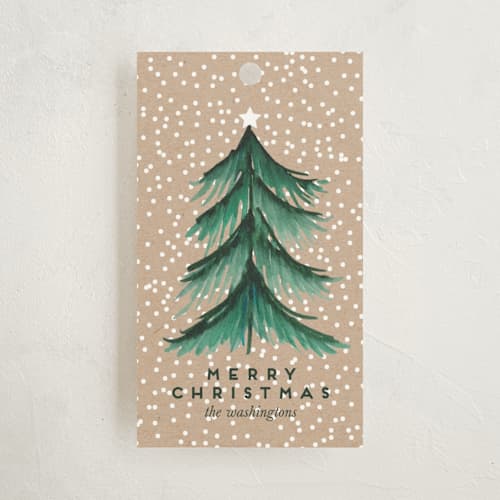 This is a kraft gift tags with standard by Baumbirdy called evergreen forest printing on signature in tag