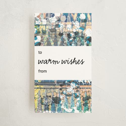 This is a navy gift tags with standard by Oana Prints called winter colourful sweater printing on signature in tag