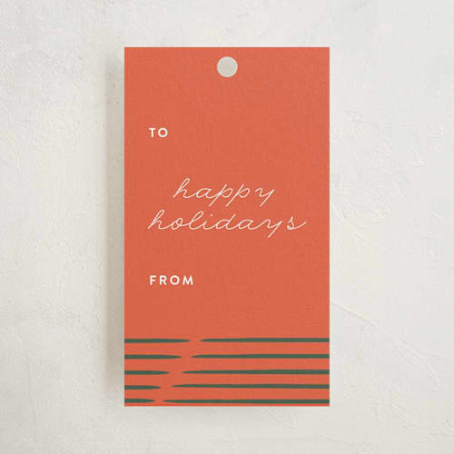 This is a persimmon gift tags with standard by Tanya Lee of Frooted Design called lines and dots printing on signature in tag