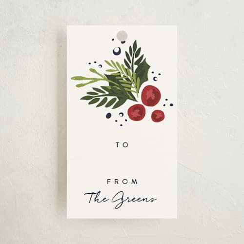 This is a holly berry gift tags with standard by Amy Payne called berries and greens printing on signature in tag