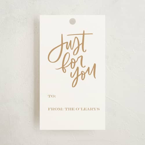 This is a hot toddy gift tags with standard by Kristen Smith called just for you brush printing on signature in tag