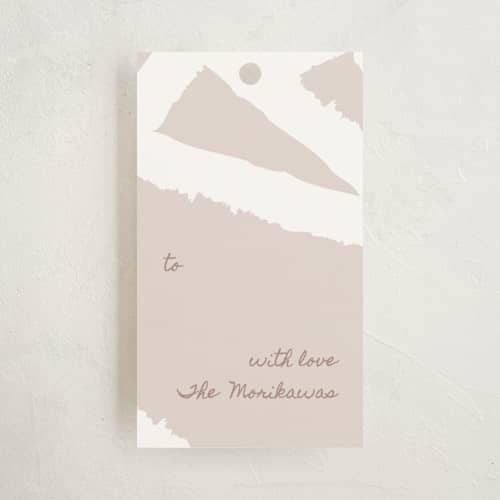 This is a lavender gift tags with standard by Alexandra Dzh called painted triangles printing on signature in tag