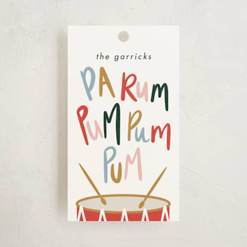 This is a cheer gift tags with standard by Angela Garrick called pa rum wrap printing on signature in tag