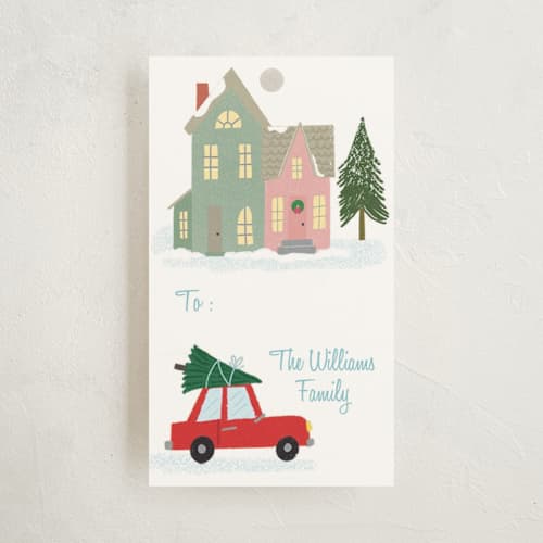 This is a frost gift tags with standard by Elizabeth Bishop called winter town printing on signature in tag
