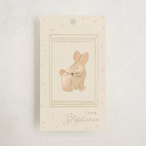 This is a woodland gift tags with standard by Creo Study called woodland animal frame printing on signature in tag