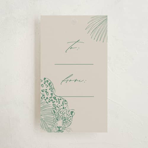 This is a tropic gift tags with standard by Sabrin Deirani called amazonas printing on signature in tag