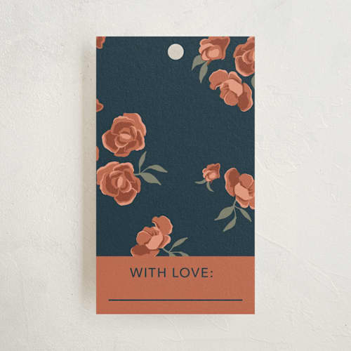 This is a navy gift tags with standard by Aubrey Fairchild called navy wrap printing on signature in tag