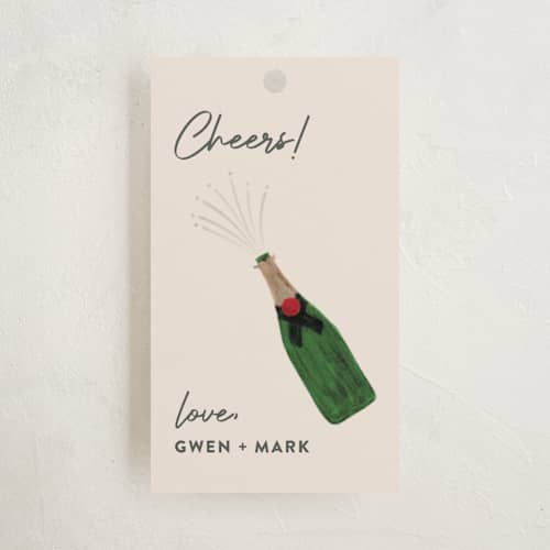 This is a eggnog gift tags with standard by Shari Margolin called popping bottles printing on signature in tag