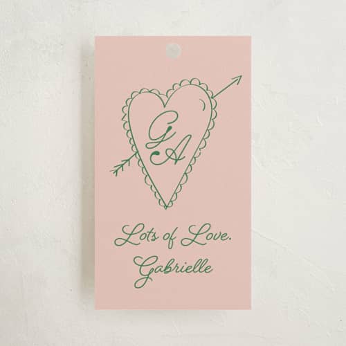 This is a avocado gift tags with standard by Helena Vitto called crazy little thing called love printing on signature in tag