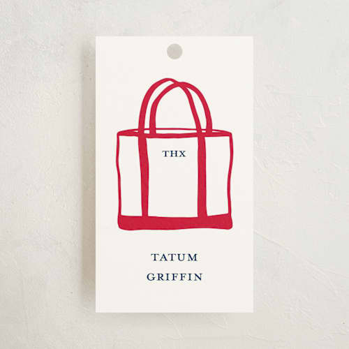 This is a lobster gift tags with standard by Erika Firm called boat tote printing on signature in tag