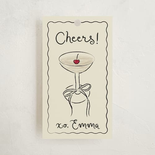 This is a champagne gift tags with standard by Helena Vitto called cherry birthday printing on signature in tag