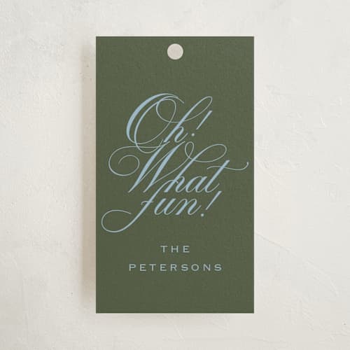 This is a evergreen gift tags with standard by Erin Hodges called family traditions printing on signature in tag