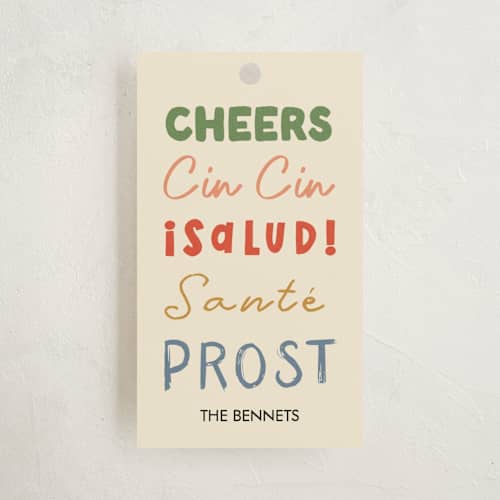 This is a retro gift tags with standard by Helena Vitto called cheers to all printing on signature in tag