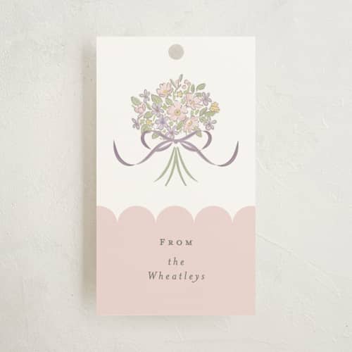This is a sage gift tags with standard by Corinne Malesic called flower shop printing on signature in tag