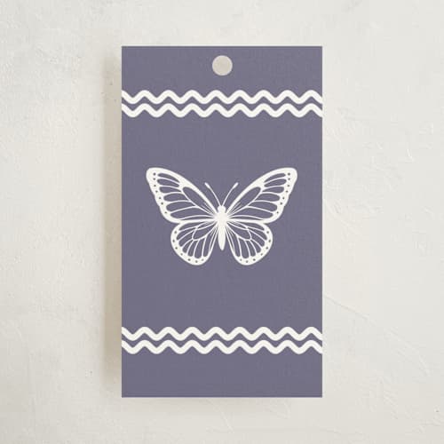 This is a lilac gift tags with standard by Heather Schertzer called butterfly thanks printing on signature in tag