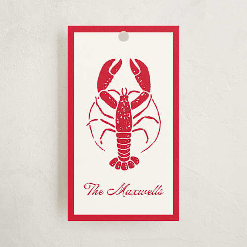This is a peppermint gift tags with standard by Pippa Shaw called lobster printing on signature in tag