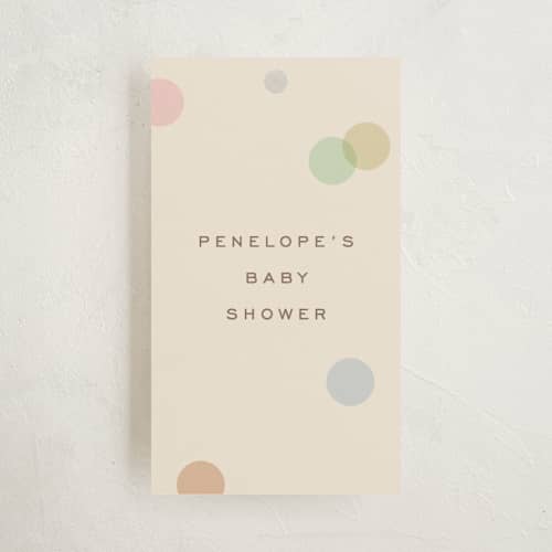 This is a wildflower baby shower favor tags with standard by Pixel and Hank called polka pop printing on signature in tag