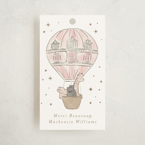 This is a cotton candy baby shower favor tags with standard by Jenna Holcomb called bebe printing on signature in tag