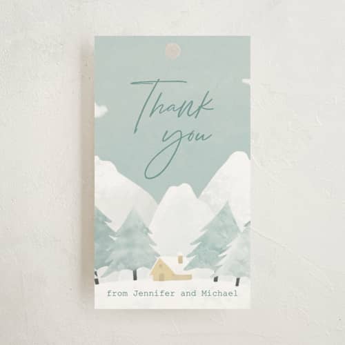 This is a frost baby shower favor tags with standard by Adelyn T. called calm winter printing on signature in tag