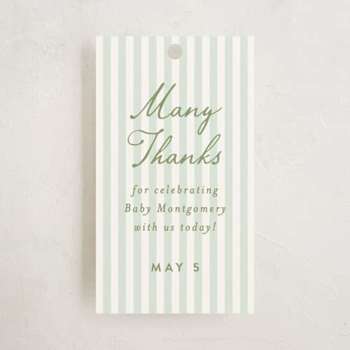 This is a lilypad baby shower favor tags with standard by Leah Bisch called lily printing on signature in tag
