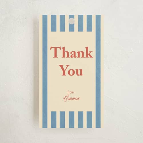 This is a azure baby shower favor tags with standard by motifmyway called elegant stripes printing on signature in tag