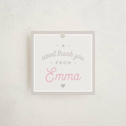 This is a mist kids gift tags with standard by Jennifer Lew called macaron parlor printing on signature in tag