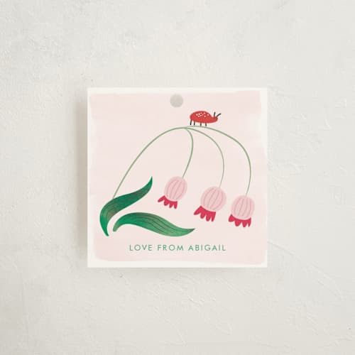 This is a jade kids gift tags with standard by Eve Schultz called number one bug printing on signature in tag