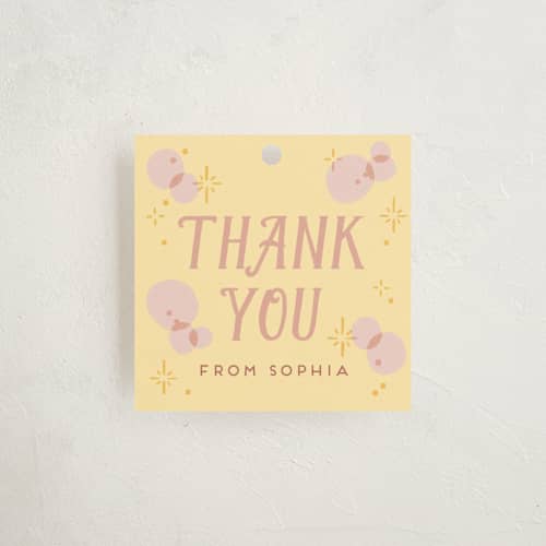 This is a lemonade kids gift tags with standard by Rebecca Smith called disney enchanted beauty and the beast tea party printing on signature in tag