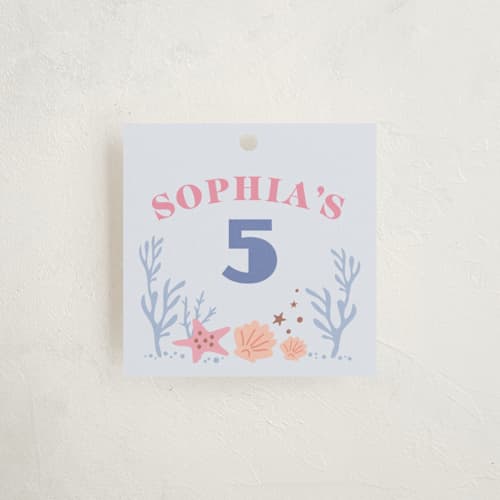 This is a lake kids gift tags with standard by Karidy Walker called lets be mermaid printing on signature in tag